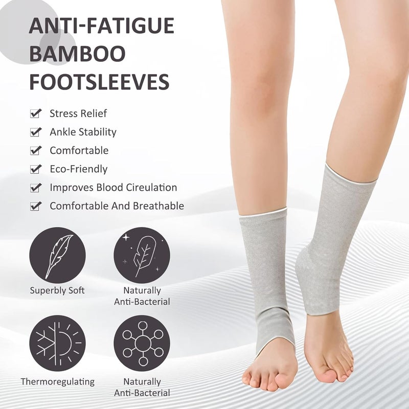ROBOHOOK Bamboo Anti Fatigue Socks,Compression Bamboo Foot Sleeves,Soft Compression Bamboo Socks,for Arch Support,Swelling of Feet and Ankles (Gray) - Image 4